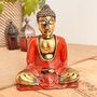 Red Hand Painted Sitting Buddha Meditation Ornament, thumbnail 1 of 4