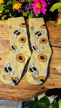Bumble Bee And Sunflower Socks – Fun Gift Boxed One Size, 2 of 9
