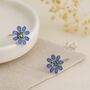 Sterling Silver Blue Forget Me Not Flower Tiny Stud Earrings, thumbnail 3 of 10
