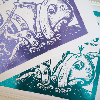 Sea Monster Pirate Ship Foil Print A5 Or A4, 3 of 3