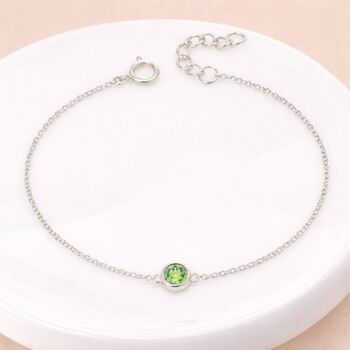 Personalised Sterling Silver August Birthstone Peridot Bracelet, 2 of 9