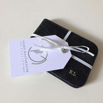 Personalised Leather Card Holder Black, 3 of 6
