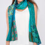 Rich Green Kantha Stitch Handmade Silk Scarf, thumbnail 1 of 3