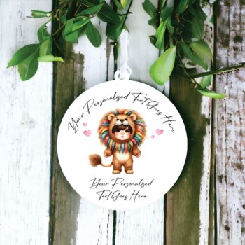 Personalised Cute Child Lion Hearts Decoration Gift B, 2 of 2