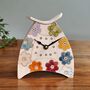 Pottery Handmade Bold Coloured Flowers Mantel Clock, thumbnail 2 of 7