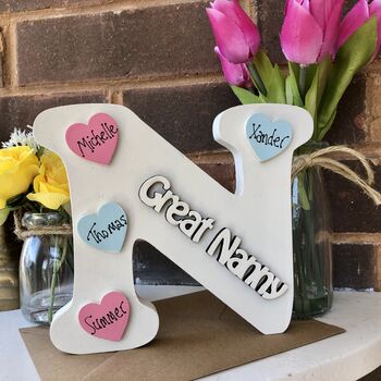 Personalised Nanny N Letter Ivory Mother's Day Gift, 5 of 8
