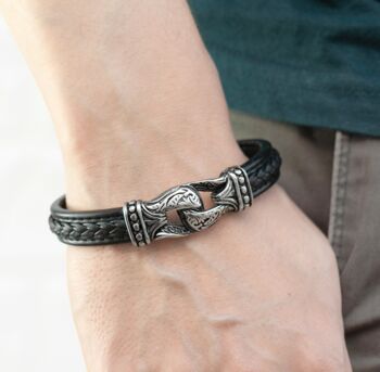 Personalised Men's Buckle Clasp Leather Bracelet, 3 of 5