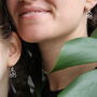 Mini Yogi Recycled Silver Earrings, thumbnail 2 of 10