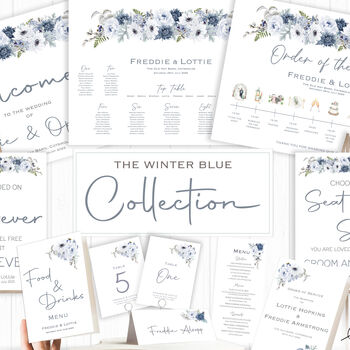 Wedding Welcome Sign Winter Blue Floral, 6 of 6