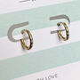 Gold Huggies With Mint Enamel, thumbnail 2 of 4