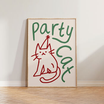 Party Cat Funny Cat Doodle Wall Art Print, 7 of 10