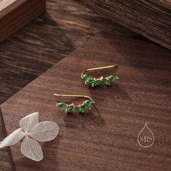 Emerald Green Cz Cluster Crawler Earrings, 7 of 10