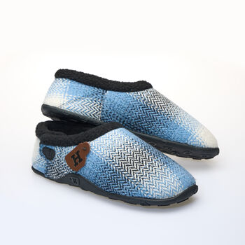 Alfie Blue Check Mens Slippers Indoor/Garden Shoes, 7 of 8