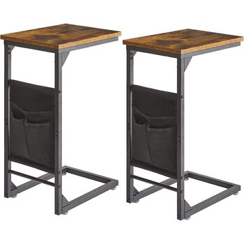 Set Of Two C Shaped End Side Table With Fabric Bag, 6 of 10