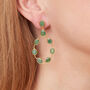 Emerald Stud Peardrop 18 K Gold Plated Silver Earrings, thumbnail 4 of 11