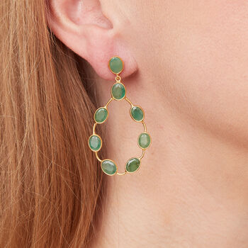 Emerald Stud Peardrop 18 K Gold Plated Silver Earrings, 4 of 11