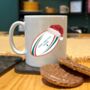 Santa Hat Rugby Christmas Mug, thumbnail 1 of 2