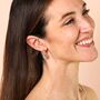 Blue And Pink Crystal Drop Earrings In Gold, thumbnail 3 of 4