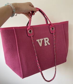 Personalised Pink Large Chain Tote Bag, 3 of 9