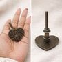Vintage Heart Engraved Brass Cabinet Knob, thumbnail 2 of 9