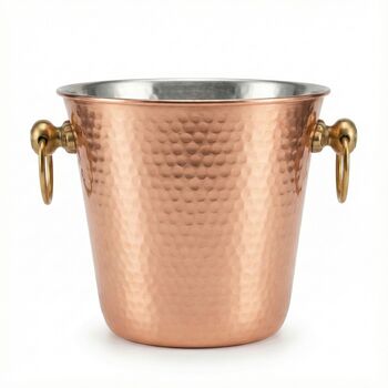 Hammered Matte Copper And Brass Ice Bucket, 2 of 4