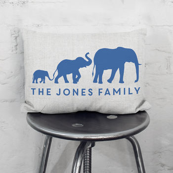 Personalised Elephant Family Cushion Gift For Mum Home, 4 of 6