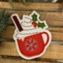 Christmas Hot Chocolate Mug Embroidered Fabric Patch, thumbnail 1 of 2