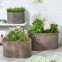 Set Of Three Copper And Iron Planters, thumbnail 1 of 6