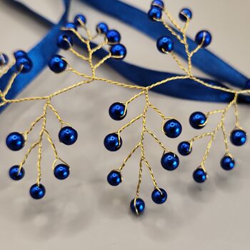 Royal Blue Pearl Wrist Corsage – Gold Or Silver, 4 of 9