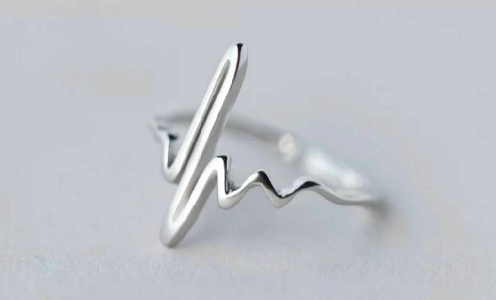 Sterling Silver Loves Beat Adjustable Ring, 1 of 5