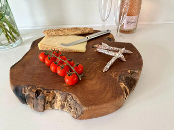 Handcrafted 40cm Teak Root Chopping Board Natural Wood, 8 of 9
