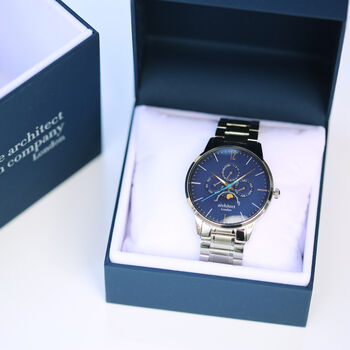 Men's Personalised Watch In Blue Architect Apollo, 6 of 6