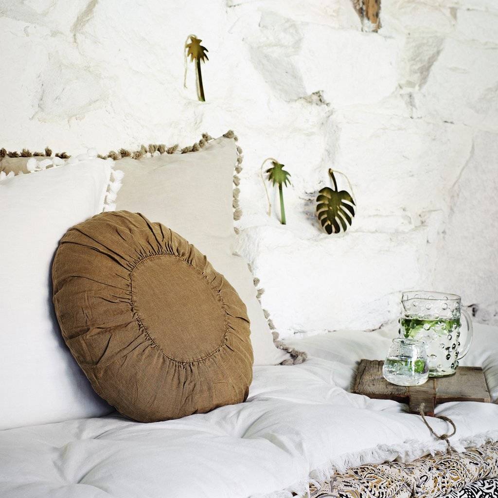 round linen cushion by the little house shop