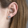 Sterling Silver Chain Double Turquoise Stud Earrings, thumbnail 1 of 7