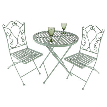 Ornate Scrolled Green Three Piece Bistro Set, 2 of 10