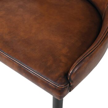 Vintage Faux Brown Leather Dining Chair, 12 of 12