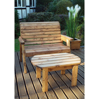 Deluxe Wooden Garden Bench Set With Coffee Table, 2 of 3