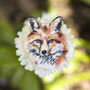 Inky Fox Eco Wooden Pin Brooch, thumbnail 1 of 6