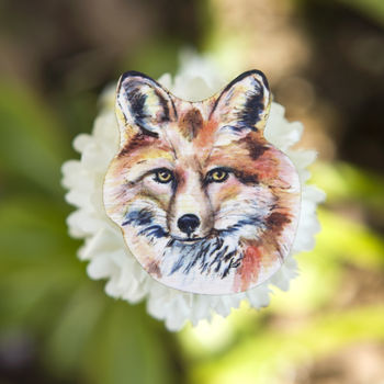 Inky Fox Eco Wooden Pin Brooch, 2 of 6