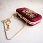 Aashiq Maroon Velvet Floral Clutch, thumbnail 2 of 6