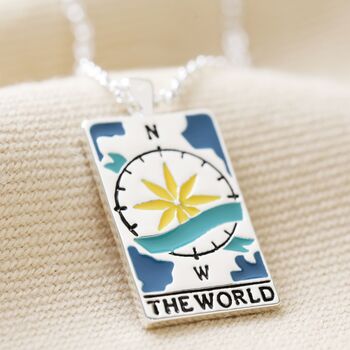 Enamel Tarot Card Necklace In Silver Plating, 11 of 11