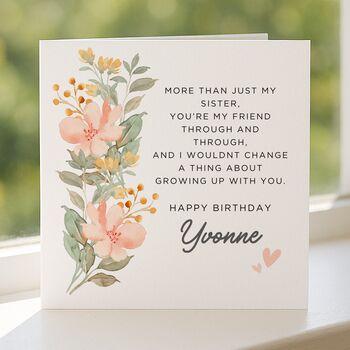 Meaningful Message Birthday Card For Sister, 5 of 8