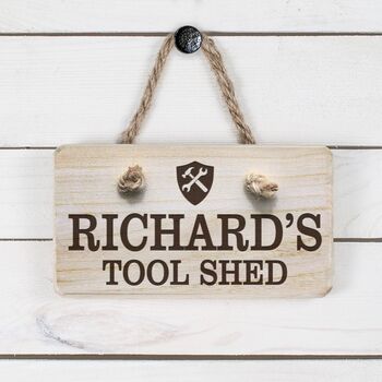 Personalised Dad's Wooden Tool Shed Sign, 2 of 3