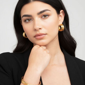 Nami 18 K Gold Plated Twist Hoop Earrings, 5 of 6
