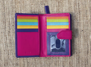 Purple Multi Colour Leather Purse Wallet Rfid, 7 of 11