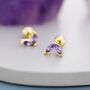 Amethyst Purple Cz Marquise Leaf Duo Barbell Earrings, thumbnail 4 of 10