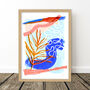 Blue Abstract Leaf Art Print, thumbnail 10 of 12