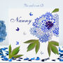 Nanny Birthday Butterfly Blue Peony Flower Card, thumbnail 1 of 11