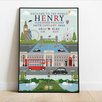 Personalised Keepsake Birth Print London City, 4 of 5