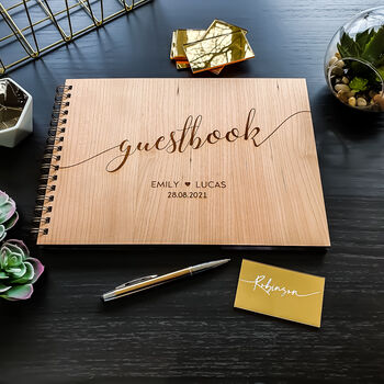 Personalised Wooden Wedding Guest Book Alternative, 9 of 9